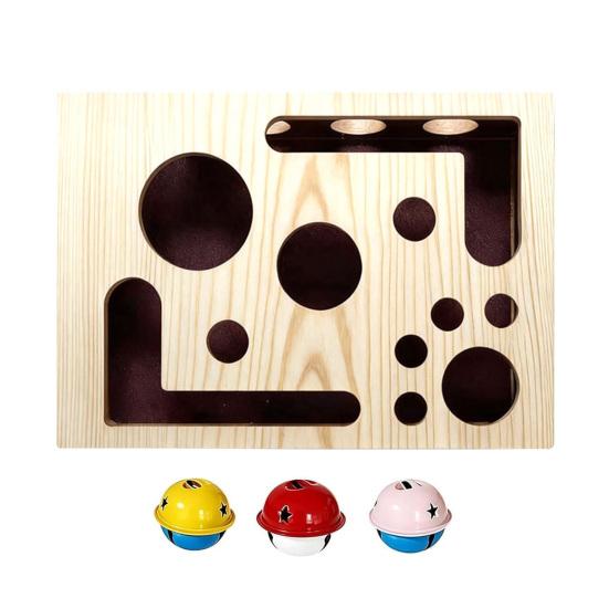 Katzen Nagelfeilenbox Katzenkratz-Puzzle Enrichment-Box mit Glöckchenbällen Interaktiver Katzenkratzbaum Labyrinthbox für Katzen Nagelpflege Selbstbeschäftigung