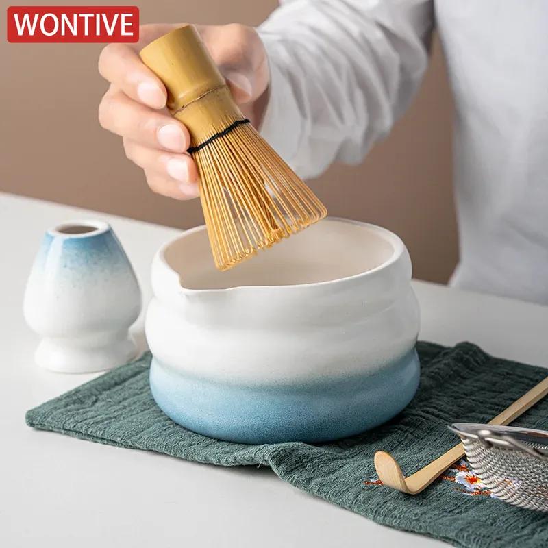 7-8pcs Set Traditional Ceramic Tea Matcha Bowl Durable Handmade Green Tea Maker Cup for Matcha Preparation Kitchen Supplies