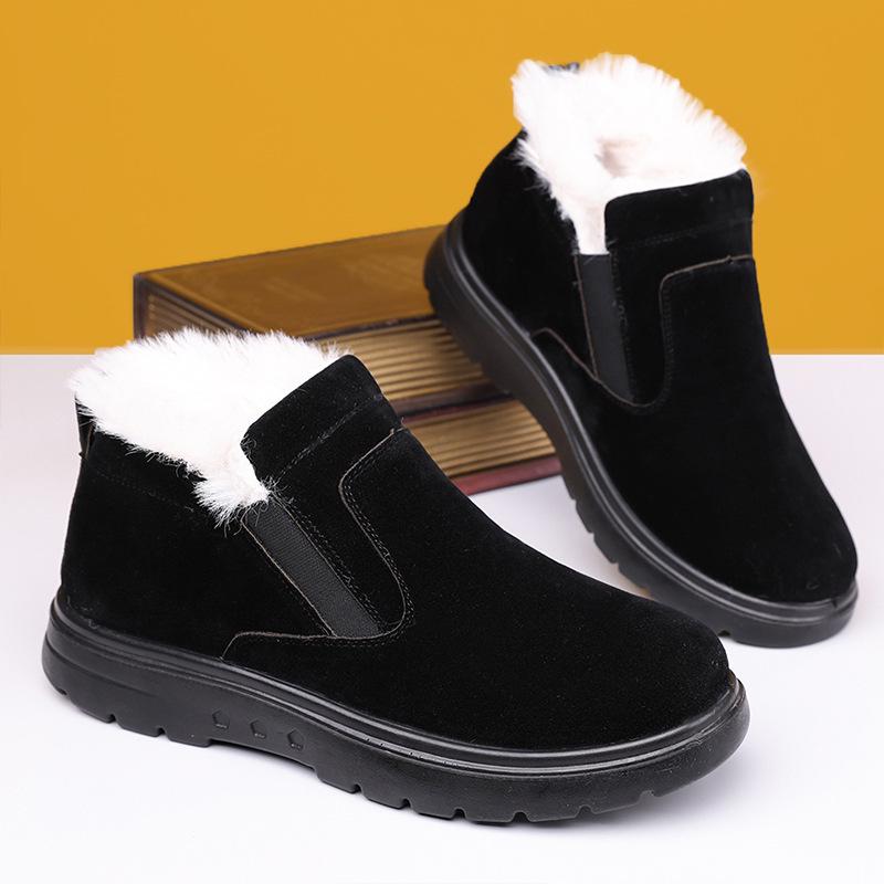 Men s Winter Boots: Fleece-Lined, Non-Slip, Wear-Resistant Slip-Ons for Outdoor Use and Cold Protection 45