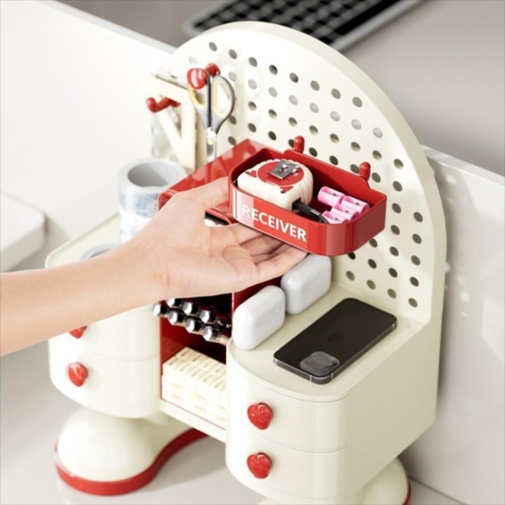 Caixa de Armazenamento de Papelaria de Mesa de Grande Capacidade Estilo Gaveta Porta-Canetas para Estudantes para Casa