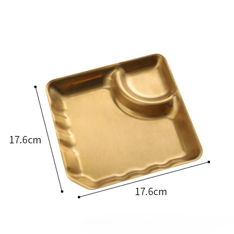 Stainless Steel Compartmentalized Snack Plate Gold Fried Chicken Sauce Dessert Bread Tray Silver with Vinegar Dish Rice Plates