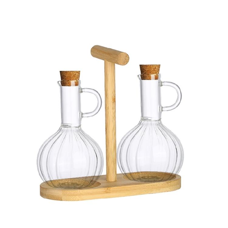 

Bamboos And Glass Oil Bottle Set Portable Oil Dispenser For Accurate Liquid Control And Stylish Kitchen Decors 1