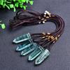 Green Fluorite Hexagon Pendant Necklace Natural Crystal Point Charm Necklace