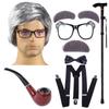 Children's Performance Waistcoat Wig COS Old Man Dress Up Clothes Props Eight-Piece Set