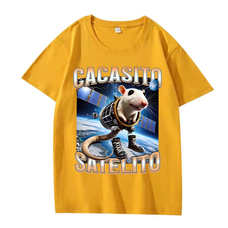 Funny Cacasito Satelito Italian Brainrot Silly Rat Meme T Shirt men women Oversized 100% Cotton short sleeve Summer Unisextops