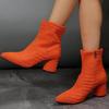 New women's pointed high-heeled short boots fashion suede thick-heeled short boots pointed thin British style towel boots