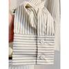 Trendy Cropped Striped Blouse Puff Sleeve Oversized Collar Shirt Daily Fashion Wear For Women
