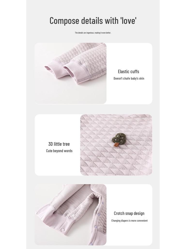 Class A Long-Sleeved Baby Romper for Spring and Autumn - Warm Oblique Placket Infant Jumpsuit