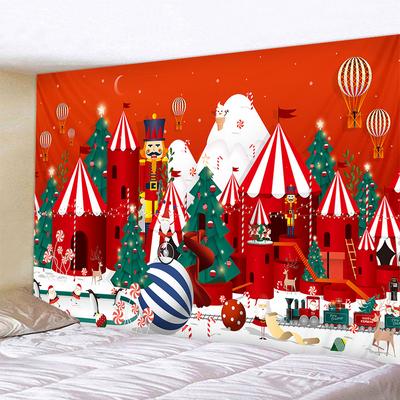 Cartoon-Weihnachtsmann-Wandteppich, Weihnachten, fröhlicher Wandteppich, Hintergrundstoff, Polyester, Weihnachtsdekoration, Wandteppich