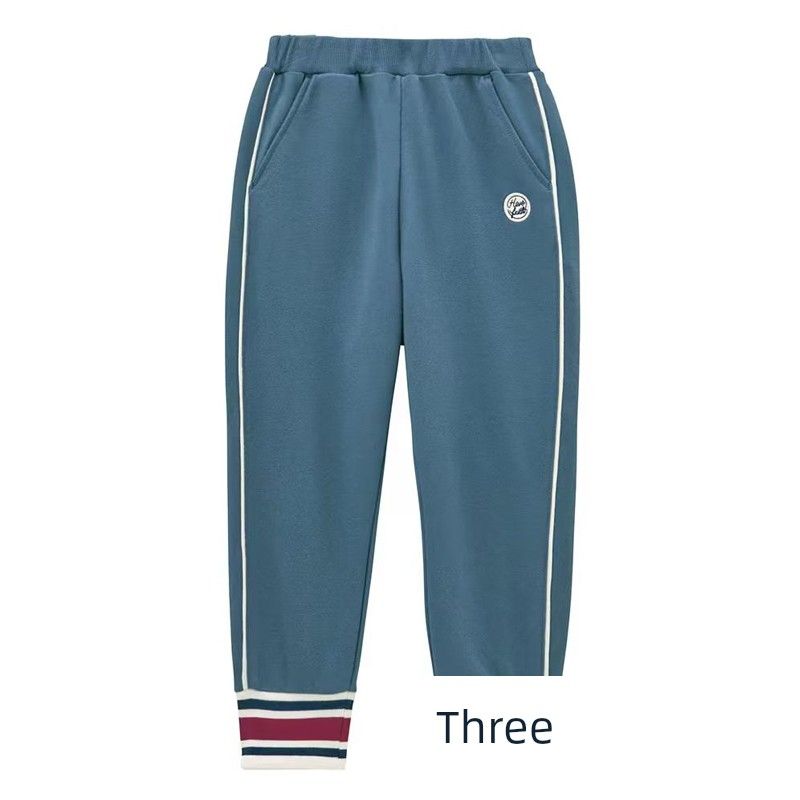 Spring and Autumn Boys  Long Pants, Pure Cotton Jogger Pants, Children s Pants, Big Kids  Cuffed Pants, Japanese Style Casual Sports Pants Blue 160