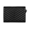 Saint Laurent Ysl Monogram Leather Clutch Women Clutch Black 617662-BOW01-1000