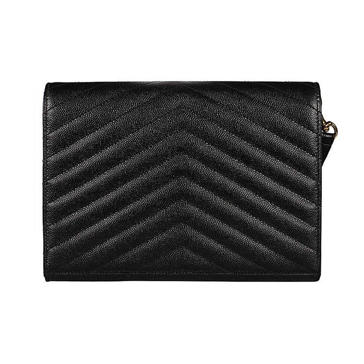 Saint Laurent Ysl Monogram Leather Clutch Women Clutch Black 617662-BOW01-1000