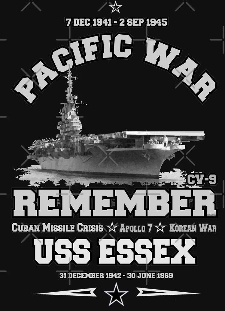 Pacific War Naval USS Essex CV9 Aircraft Carrier TShirt 100 Cotton ONeck Short Sleeve Summer Casual Mens Tshirt Streetwear S