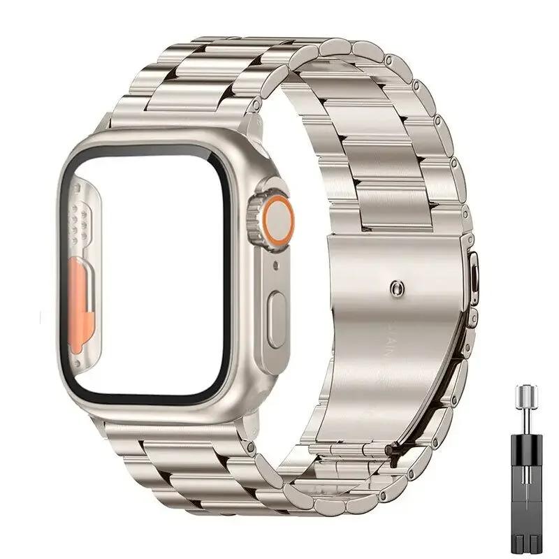 Stainless Steel Strap+Ultra Case for Apple Watch Band 44mm 45 46 41 40 42mm Case Metal Strap for Iwatch Series 10 9 8 7 6 SE 5 4