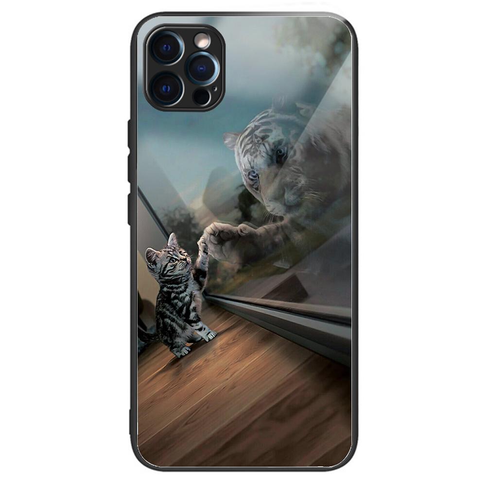 For iPhone 15 Pro Pattern Printing Phone Case Tempered Glass Back+TPU Edge