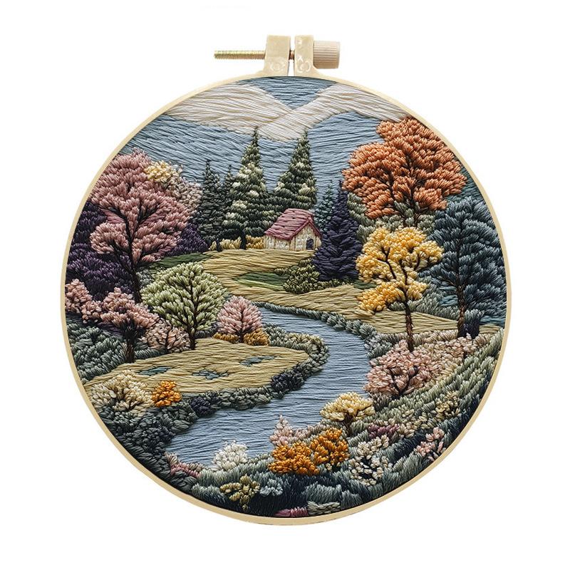 1pc Landscape and Forest Pattern DIY Embroidery Kit for Beginners