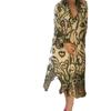 Ladies Floral Print Long Sleeve Maxi Dress Pleated Formal Party Dress