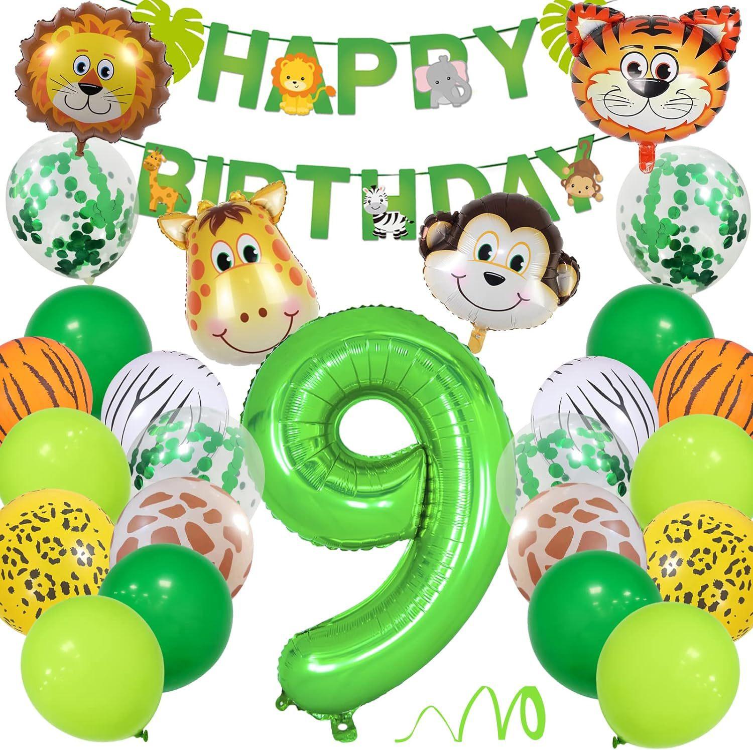

Набор воздушных шаров с флагом на день рождения «Джунгли» Лев Тигр Баннер Латексный Набор для вечеринки Jungle Flag Balloon Set 9
