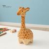 Cute Giraffe Decor for Nursery Wooden Figurine, Cartoon Ornament, Minimalist Animal Hand Painted Crafts Statue, Hand-Painted Desk Shelf Kids