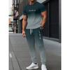 Men's Polyester Sportswear | Elegant Casual Crew Neck | Slightly Stretchy Knit with 3D Print | Regular Fit 2pcs Set