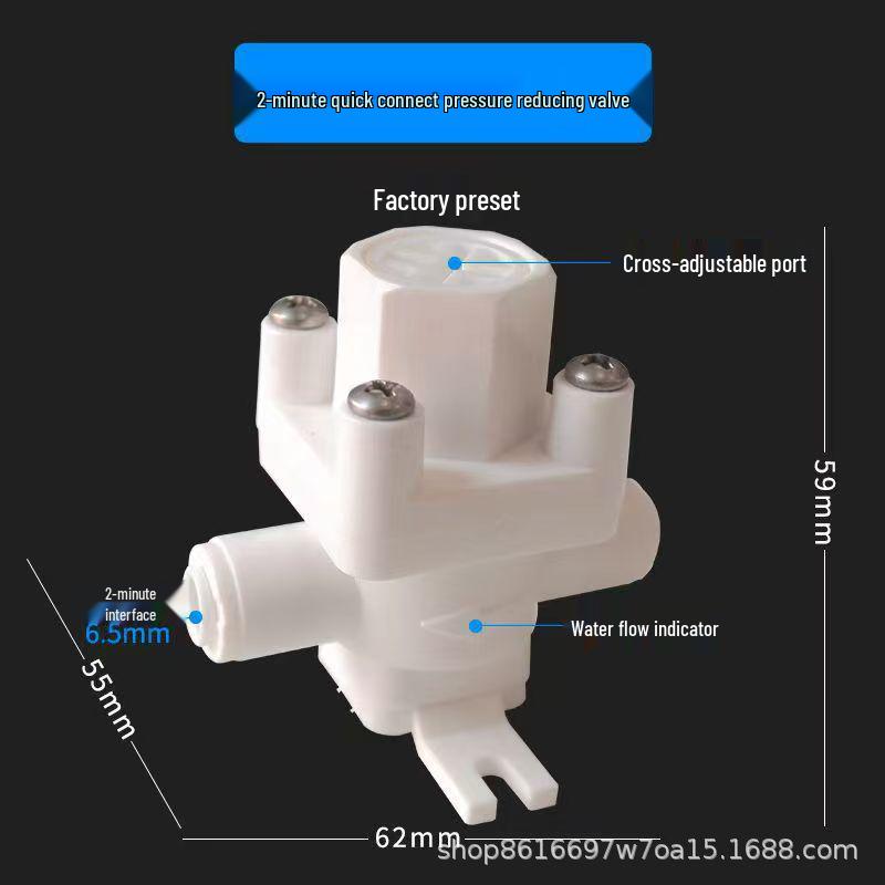 Water Purifier Pressure Reducing Valve, Quick Connect, POM Material, High Pressure Resistance, Stable 2-point Connection