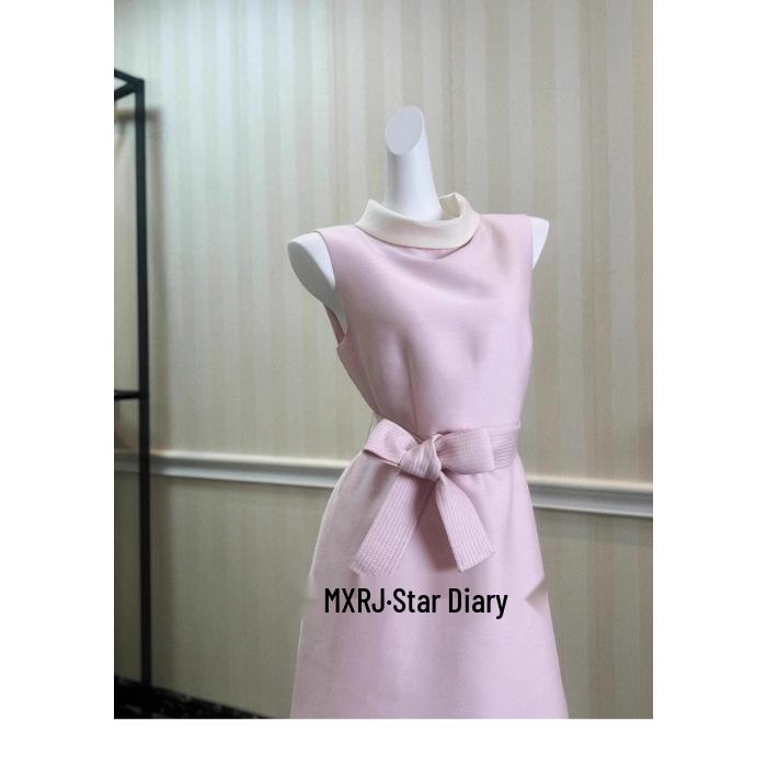 

Pink Sleeveless Hepburn-Style Dress - Yellow Boxwood Tian Sweet Elegance for Spring/Summer Birthdays Extra Large