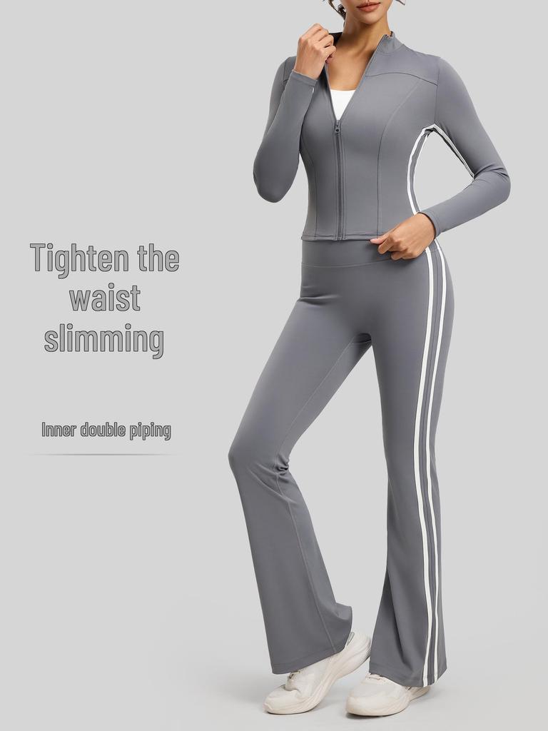 Autumn Two-Piece Women's Yoga & Running Striped Sports Set