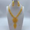 24K Necklace Earrings Two-piece Set Women's Yellow Gold Dubai Middle East Festive Wedding Jewelry