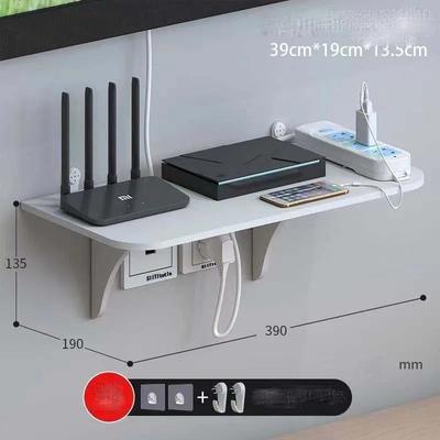 Wall Mount Floating Shelf WiFi Router Storage Rack Removable Bracket TV Set Top Box Hanging Holder No Drill Hooks Organizer