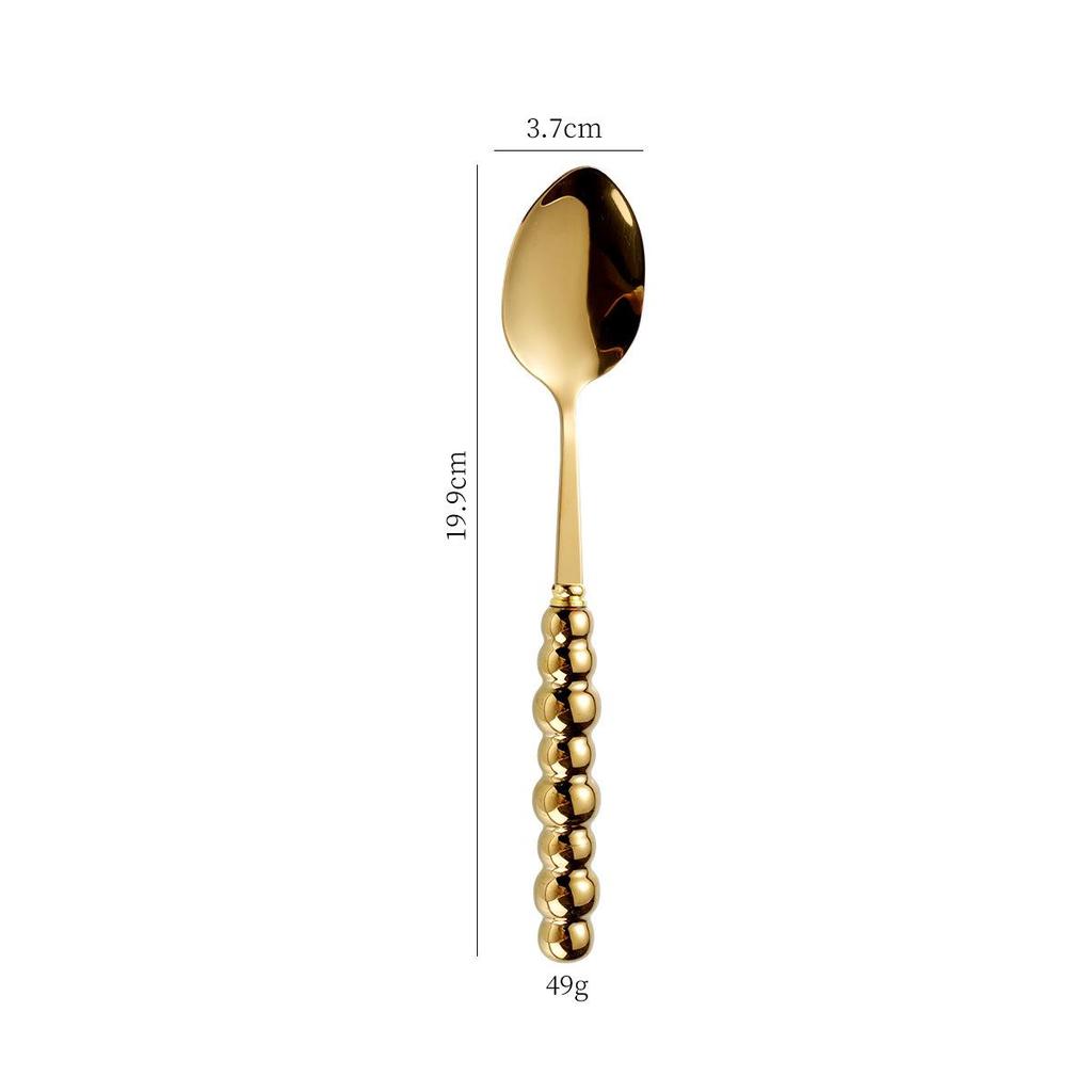 Norse Luxe Ceramic Pearl Cutlery Set: Fork, Knife & Spoon in Elegant Stainless Steel