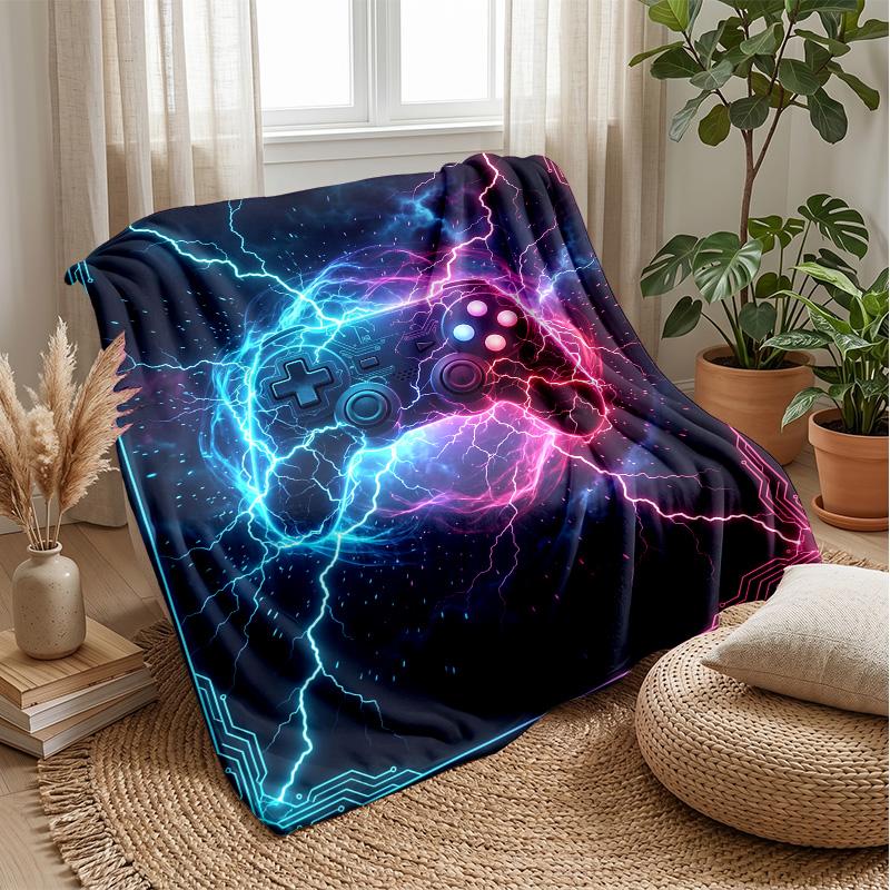 Gaming Tech Circuit Theme Blanket Lightweight Warm Flannel Blanket Decorative Throw Blanket for Home Decoration