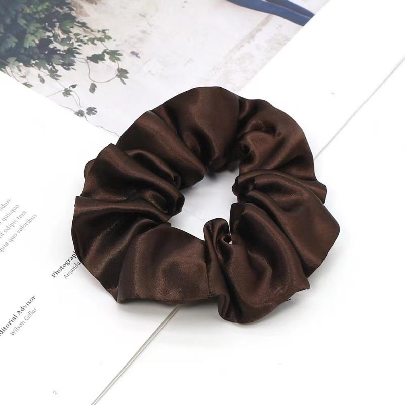 

Женская шелковая резинка для волос, эластичная ручная работа, многоцветная резинка для волос, держатель для хвоста, повязка на голову, аксессуары для волос 1pc темно-коричневого