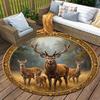 Deers Round Area Rug,Carpet Rug for Living Room Bedroom Sofa Playroom Decor,Non-slip Floor Mat