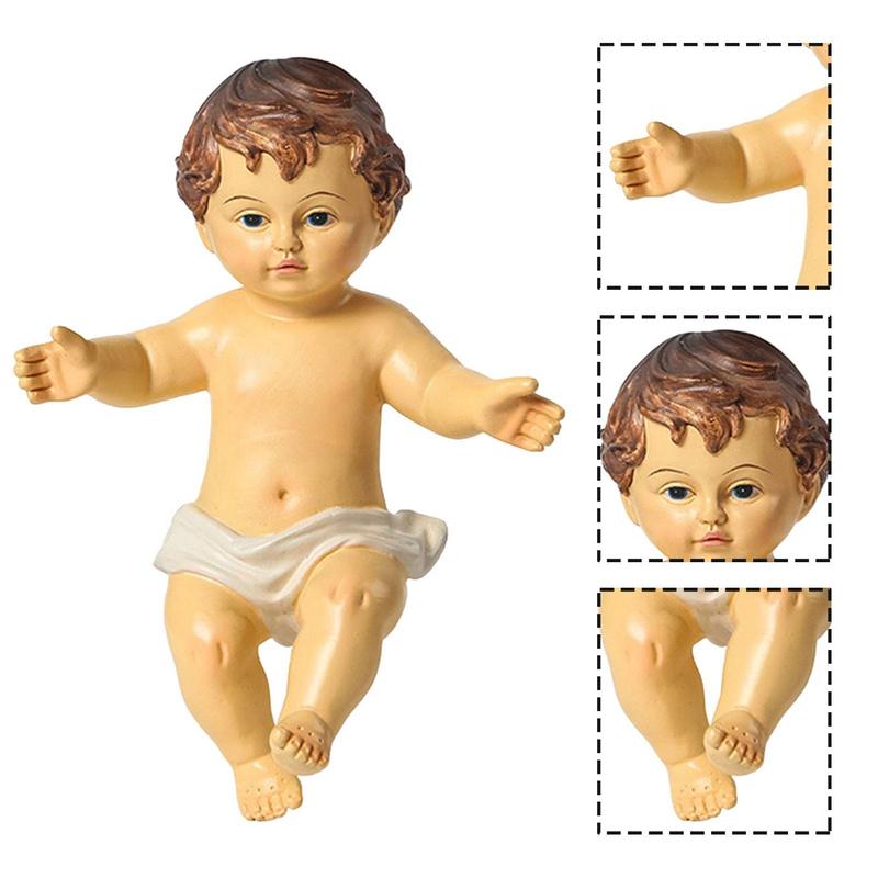 Figurina Religiosa Resina Presepe Gruppo Culla Piccolo Gesù Bambino Bambola Natale Chiesa Regalo Amicizia 6CM