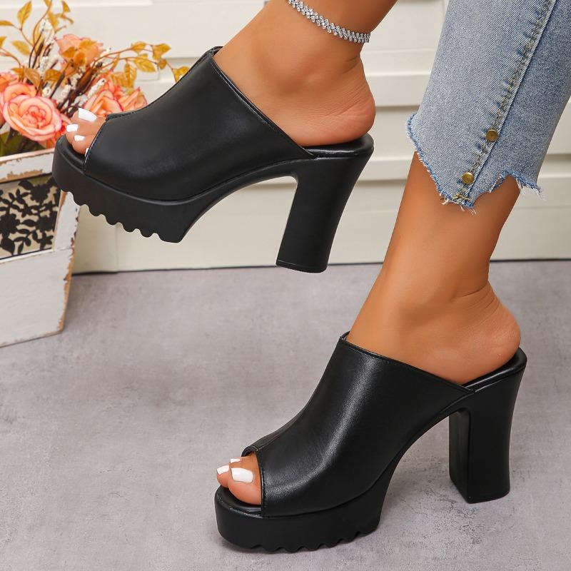 Spring and summer fashion thick heel high heels fish mouth women's shoes new water platform platform platform women's cool slippers