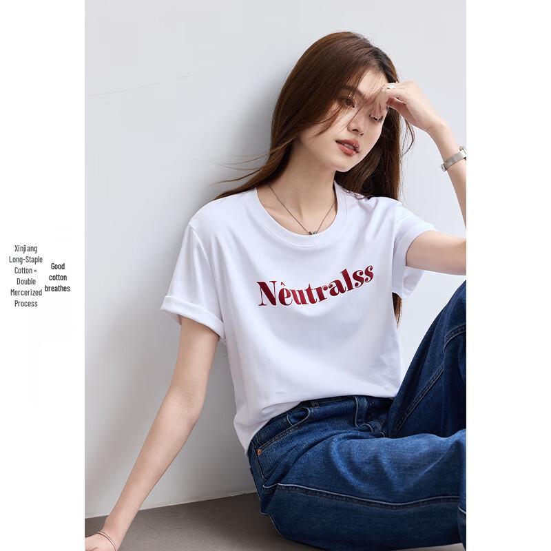 VICTORIA&VERA Women's Breathable Cotton Letter Print T-Shirt V9012T07