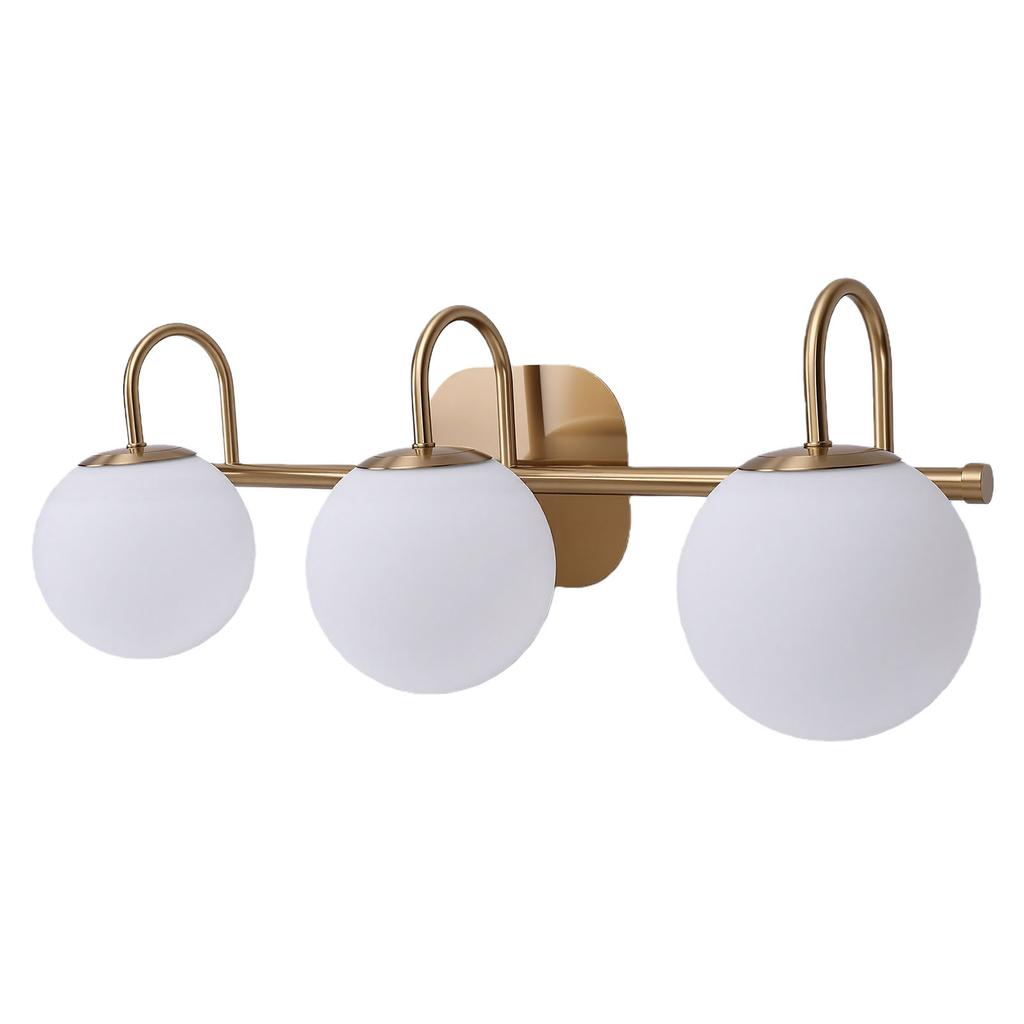 Bathroom Vanity Light Over Mirror Vintage LED 3 Light Bathroom Light Fixtures with Frosted Glass Lampshades for Living Room Hallway