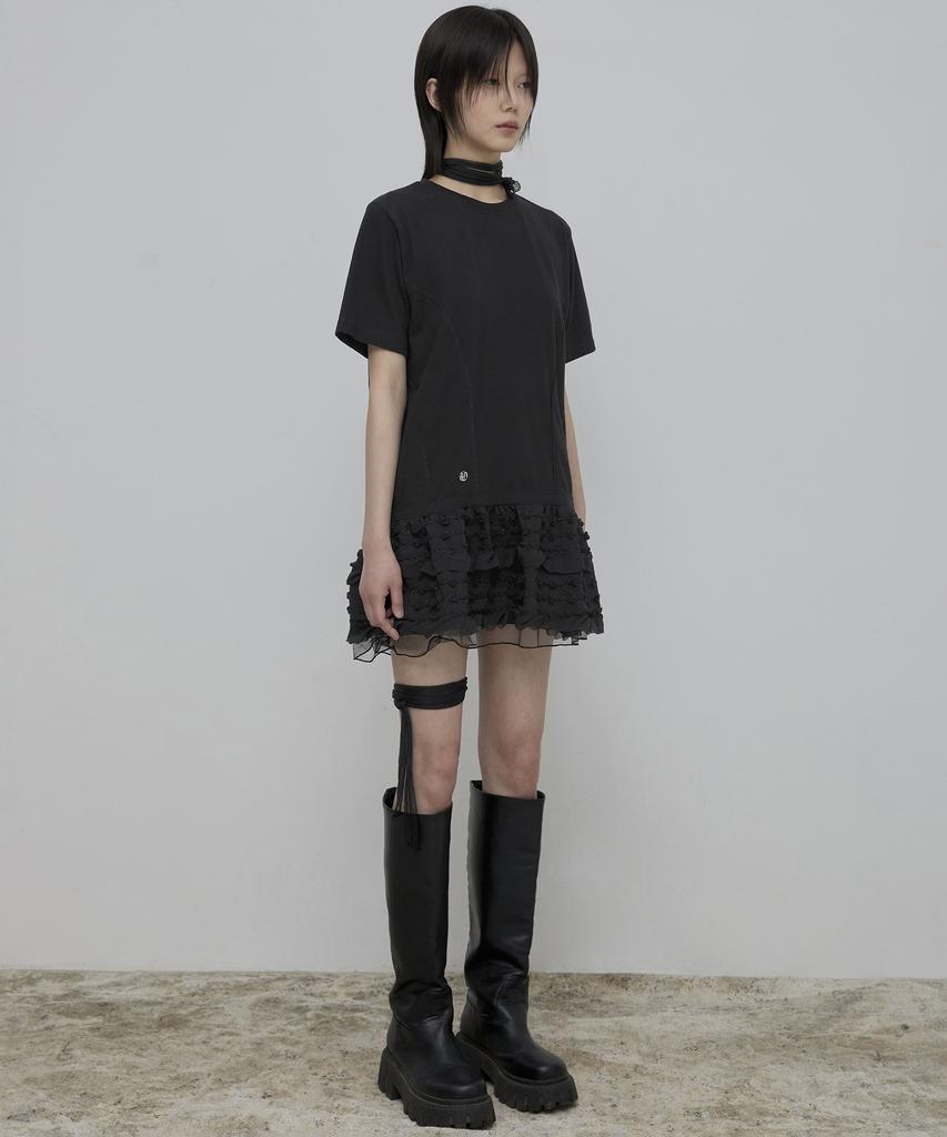 Peulleeoeob Layered Frill T-Shirt (Fl-167_Black)