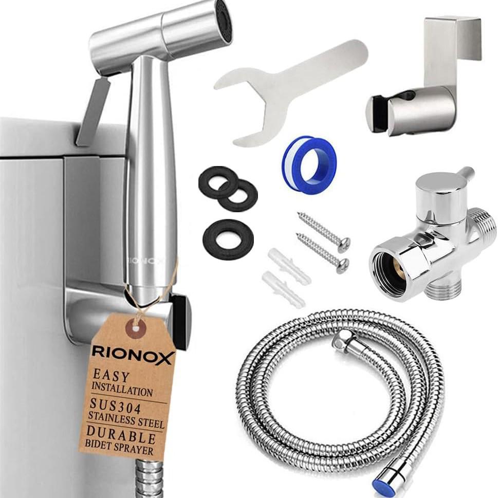 Dual Angle Valve Bidet with High-Pressure Spray Gun for Bathroom & Toilet
