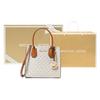 Michael Kors Classic Vintage Monogram Print Commuter Letter Accordion Tote Bag Women Handbags Vanilla-White 35S1GM9M2B-VANILLA