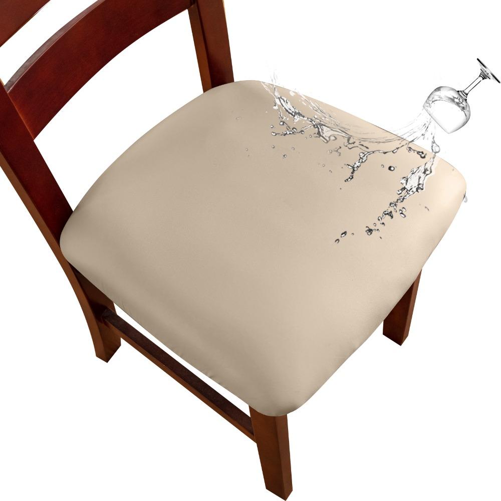 Stretchable Chair Cushion Cover PU Fabric Stool Cover Solid Color Seat Cover