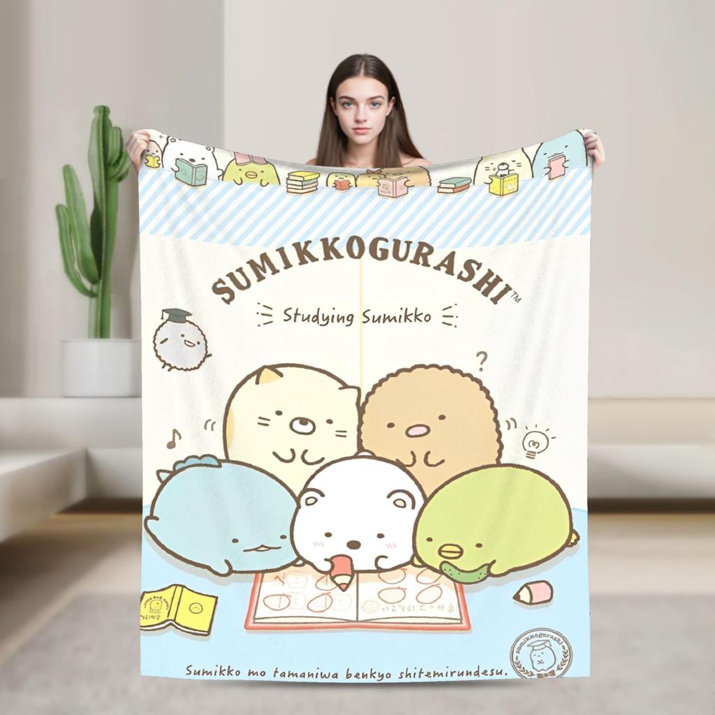 Sumikko Gurashi Cartoon Flannel Throw Blanket Shirokuma Penguin for Bedspread Knitted Blanket Car Lightweight Multifunction