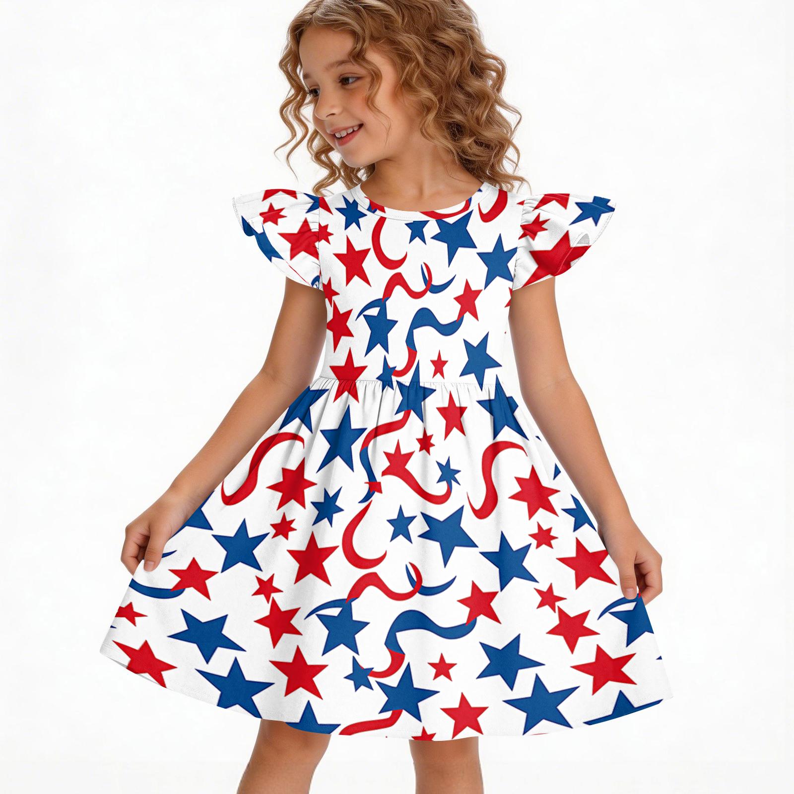 Летнее платье-принцесса для девочек - Повседневное платье А-силуэта с принтом 110