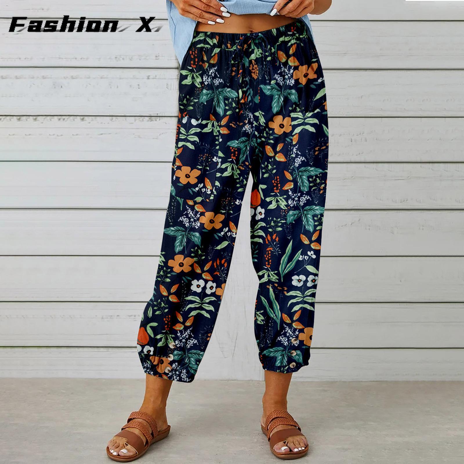 

Женские брюки из хлопка и льна. Девятиминутные брюки. Брюки с эластичным поясом на шнурке. 3XL оранжевый