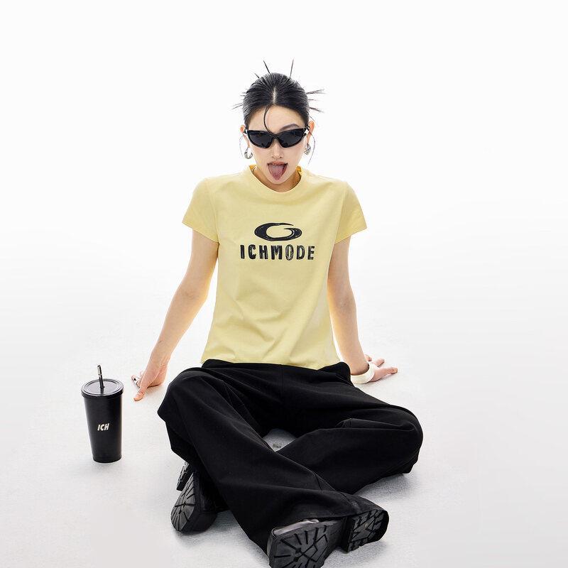 ICH MODE Women s Foam Print Short Sleeve Slim Fit T-Shirt L