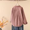 Women's Quilted Plaid Long-Sleeve Cotton Shirt with Doll Collar - Fall/Winter Collection