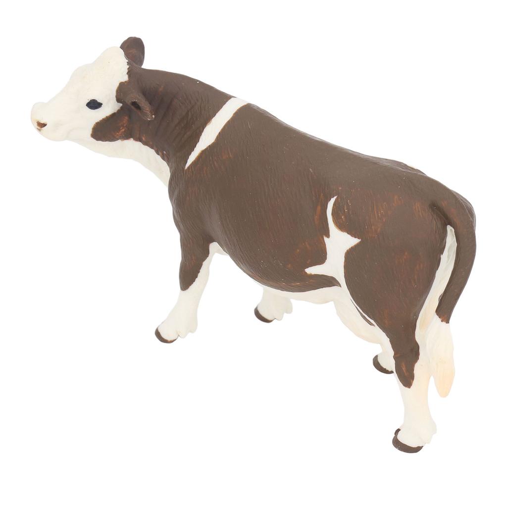 Cow Figurine Vivid Colors Lifelike Details Soft Plastic Safe Durable Simmental Cow Toy for Table Shelf Decoration