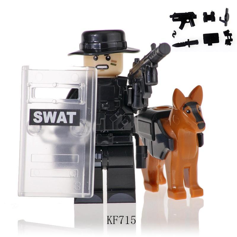 Compatible Military Special Forces Soldiers Police Minifigures Weapons Model Building Blocks Ww2 Kids Toys Gifts