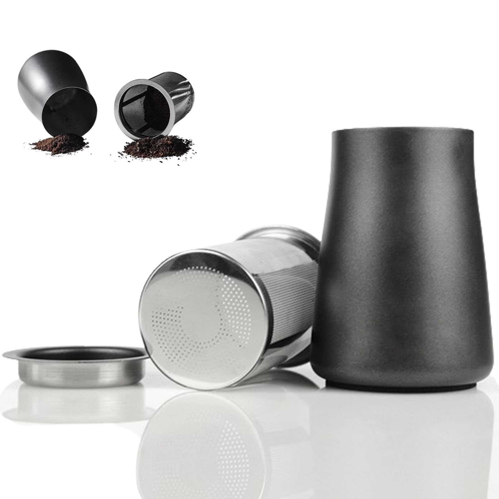 

Stainless Steel Coffee Sifter with Lid for Shaving and Tea and Coffee Powder Filter for Uniform Suitable for Home and Commercial Black Cocoa, чёрный