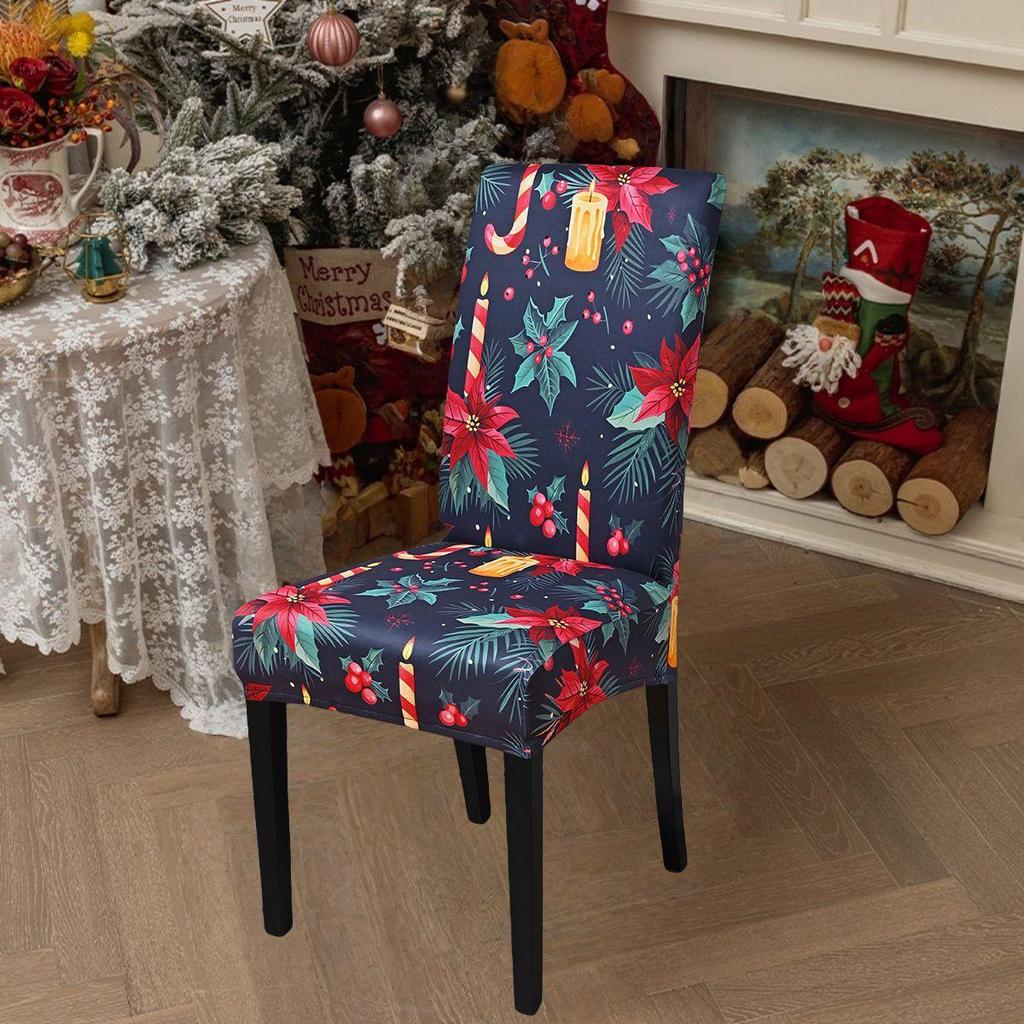 Christmas Chair Covers for Dining Room Kitchen Party Hotel Banquet Restaurant Office Stretch Seat Cover Housse De Chaise 1pc